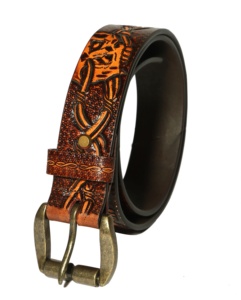 Direct Factory Western Cross Flower Buckle Leather <b>Belt</b> Tooled Strap Texture Waist <b>Belt</b> at Wholesale Price OEM/ODM Accepted - Product Image 3