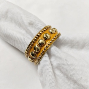 Fall-Themed Europe Style Eco-Friendly Brass Embossed Yellow Touch Napkin Rings for Cozy Dining Premium <b>Table</b> Accents Party - Product Image 4