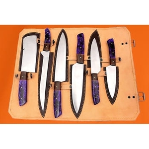Ensemble de couteaux de cuisine professionnels écologiques de haute qualité, très vendus, 3 pièces, en acier inoxydable, couteau de chef fait main, manche en bois de rose - Product Image 3