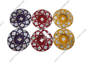 New Best Design Vintage Round Multi Color Mother of Pearl Inlay Wood 12.5cm <b>Coaster</b> Set for Home and Kitchen <b>Table</b> - Product Image 3