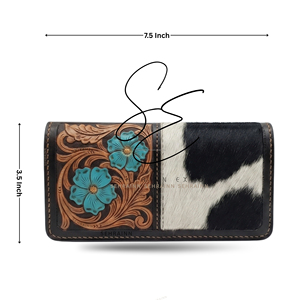 SEHRAINN Elegante Cartera Larga de Cuero Tallado con Pelo, Billetera Bifold, Tarjetero Personalizado, Carteras Delgadas Estilo Gitano - Product Image 3