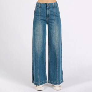 Pantalon en jean déchiré taille haute coupe droite respirant à séchage rapide en coton coupe ample style délavé décontracté hiver unisexe - Product Image 1