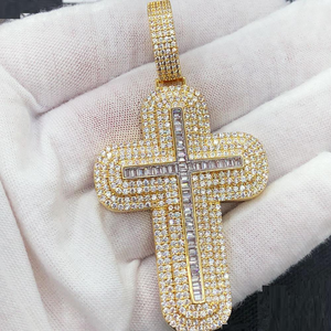 Moissanite Iced Out <b>Cross</b> Pendant Religious Christian Jewelry Luxury Hip Hop Statement <b>Necklace</b> Charm Gift for <b>Men</b> Women - Product Image 2