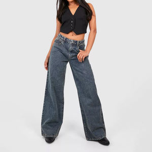 Pantalones Holgados de Mujer 100% Algodón Transpirable, Diseño Elegante de Alta Calidad, Pantalones Bordados Personalizables, Pantalones Vaqueros Extra Grandes - Product Image 2