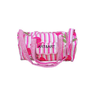 Sac fourre-tout matelassé en coton, écologique, décontracté, imprimé floral, lavable, pour le voyage, le yoga, la plage, style bohème, week-end - Product Image 1