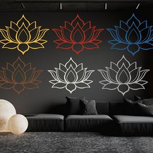 Décoration murale en métal noir au design lotus pour espace spirituel, salle de méditation et espace de yoga, sculpture murale minimaliste faite à la main - Product Image 4