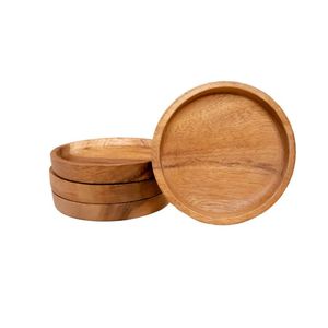 Modern Solid Wood Round <b>Drink</b> <b>Coaster</b> Natural Acacia Walnut Rubber Wood Beverage Coffee Tea Cup <b>Coaster</b> OEM Factory - Product Image 6