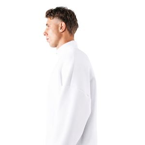 <b>Men's</b> <b>White</b> Quarter Zip Pullover <b>Sweatshirt</b> Lightweight Training Top Long Sleeve Fitness Activewear Athletic Sportswear Wear - Product Image 4