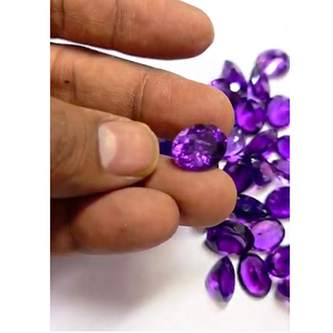 40 pierres précieuses en améthyste violette naturelle, ovales facettées de 12 mm à 16 mm, 348 carats, lot Iroc Sales Katela, pierres brutes coupées, 111,36 $ US pour l'ensemble. - Product Image 5