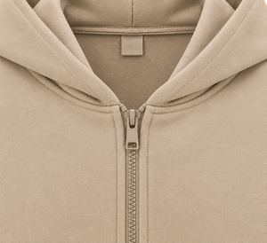 Conjunto deportivo de dos piezas para mujer, sudadera con capucha beige con cremallera y pantalones jogger casuales - Product Image 4