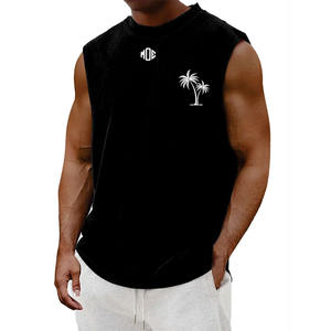 เสื้อกล้ามถักทรงวินเทจสำหรับผู้ชาย ผ้าคอตตอน 100% ล้างสีแบบแอซิดวอช  รับสกรีนโลโก้ เสื้อผ้าสตรีทแวร์ฤดูร้อน ผ้าคอตตอนผสม รับผลิตแบบ OEM จำนวนมาก - Product Image 4