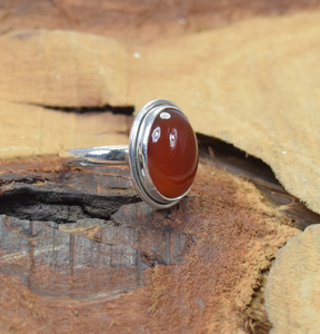 Bague en cornaline, bague en pierre précieuse orange pour femmes, bijoux faits à la main - Product Image 3