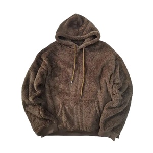 Customized Sherpa Fluffy <b>Fleece</b> 100% Cotton Loose Fit Heavyweight <b>Thick</b> Fur Pullover Hoodies for <b>Men</b> and Women Winter - Product Image 4