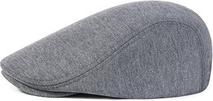 Casquette plate unisexe en laine, style vintage, 5 panneaux, gris uni, ajustée, pour adultes, usage décontracté, toutes saisons - Product Image 2