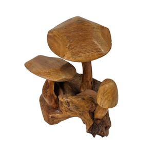 Sculpture en bois de teck en forme de champignon, design Art Déco, décoration de table – Apportez le charme de la forêt à votre espace, beauté organique, détails artisanaux - Product Image 3