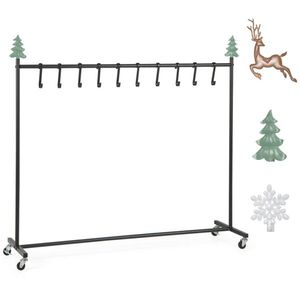 Supporto per Calze di Natale da 46 Pollici con 10 Ganci Rimovibili e 6 Decorazioni, Capacità 136 kg, 4 Ruote (2 con Freno) Nero - Product Image 2