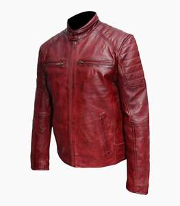 Chaqueta de moto para hombre de cuero PU negro, cuello alto, cierre de cremallera, corte ajustado, longitud regular, color sólido, en venta. - Product Image 6