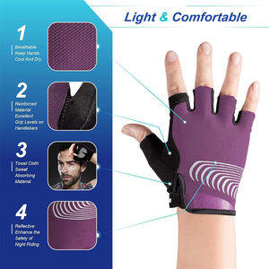 Unisex Cycling Gloves Half Finger Breathable Polyester Nylon Material Striped Pattern Pull On Design Universal Season - Product Image 3