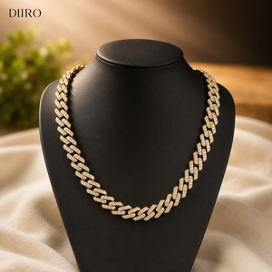 Collier chaîne cubaine en moissanite plaqué or jaune 18 carats, cadeau de fiançailles et d'anniversaire, bijou de déclaration unisexe de luxe - Product Image 1