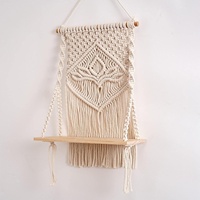 Étagère murale en macramé en corde de coton Abi Overseas, chic, flottante, moderne, tissée à la main, écologique, lavable, de haute qualité