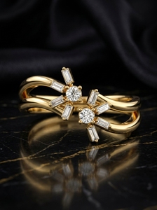 Anillo de Compromiso de Oro Blanco con Diamantes y Esmeraldas en Corte Pera, Certificado IGI, Oro Sólido de 14K, Anillo de Boda Romántico para Mujer - Product Image 2