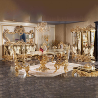 Ensemble de salle à manger rectangulaire en bois massif peint à la main, design européen, collection de meubles de palais, Majestic Plaza Luxury