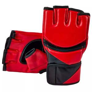 Gants d'entraînement blancs à demi-doigts en PU avec sangle de poignet en velcro pour le sparring et les arts martiaux, unisexe - Product Image 3