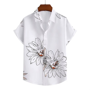 Wholesale Customized <b>Men</b>’s Summer <b>Stretch</b> Print Shirt Short Sleeve Casual Fashion Shirt - Product Image 3