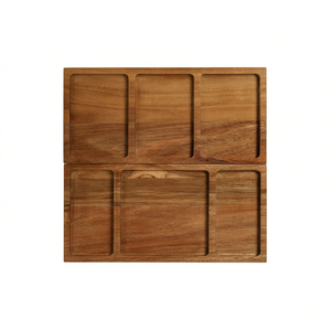 ถาดไม้พิมพ์ลายทำมือสำหรับห้องครัว ถาดตกแต่งสำหรับเสิร์ฟชา กาแฟ อาหารเช้า ของว่าง - Product Image 1