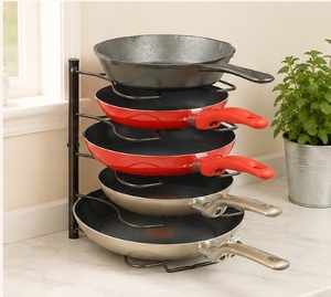 Vintage 5 Tier Pot and Pan Organizer <b>Rack</b> for <b>Kitchen</b> Cabinet Space-Saving Metal Cookware Storage Shelf for Frying Pans - Product Image 4
