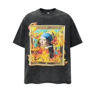 T-shirt décontracté pour homme, coupe classique, noir, manches courtes, col rond, imprimé sérigraphié, style streetwear, 100% coton respirant - Product Image 5