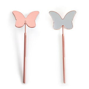 Gold Plated Butterfly <b>Makeup</b> <b>Mirror</b> With Textured Handle Single Sided Inspection Tool - Product Image 6