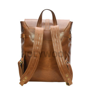 Brown Leather <b>Backpack</b> With Front Pocket New Style Multi-Functional Leather <b>Backpack</b> Bag Trending Outdoor Leather <b>Backpack</b> - Product Image 2