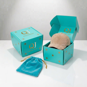Casquettes de baseball QJ Box écologiques en carton ondulé avec doublure en éponge, pelliculage mat, livraison en gros, chapeau moderne imprimé sur mesure, magnétique - Product Image 4