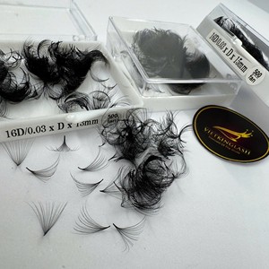 Extensiones de Pestañas Pre-fabricadas de Alta Gama, Hechas a Mano, Estrechas 10D-20D, 500/1000 Fans/Tray, Curvatura C/D, Base Puntiaguda, PBT Sintético, Logotipo Personalizado - Product Image 2