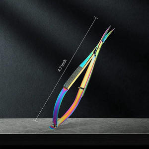 Stainless Steel Spring <b>Cuticle</b> <b>Scissors</b> Curved Sharp Blade Tip Multi Plasma Color Beauty Manicure Nail Care Tools Nail Files - Product Image 5
