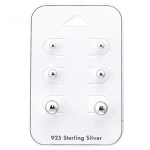 Pendientes de Bola de Plata 925, Minimalistas, Unisex, Joyería para Uso Diario - Product Image 2