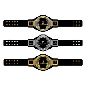 Ceinture de championnat de lutte personnalisée noire avec plaque dorée et espace pour logo, personnalisable avec votre nom - Product Image 3