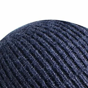 Bonnet côtelé unisexe bleu marine avec revers contrastant gris, bonnet d'hiver décontracté pour adultes 56-58CM, tricoté à la machine en acrylique - Product Image 5