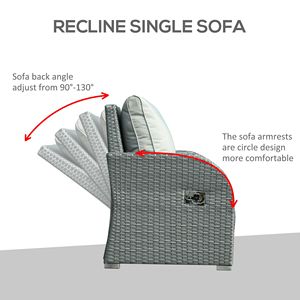 Set Divano da Esterno in Rattan a 6 Pezzi con Poltrona Singola Reclinabile, Set Conversazione Angolare in Vimini con Pouf, Set da Giardino - Product Image 4