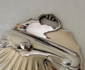 Plateau en métal en forme de coquillage, finition argentée polie, avec poignée, pour mariage et décoration intérieure - Vente flash - Product Image 2