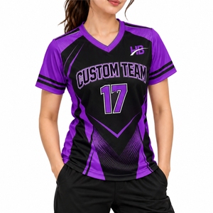 เสื้อเจอร์ซีย์กีฬาแบบสั่งทำพิเศษสำหรับผู้หญิง แขนสั้น คอวี ชุดทีม ผ้าเนื้อบางเบา สีสันตามสั่ง - Product Image 1