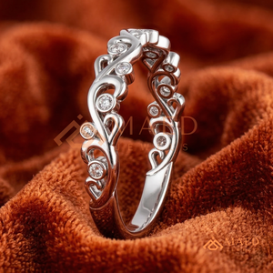 Vintage Scrollwork Filigree 925 Sterling <b>Silver</b> Moissanite Wedding Band Bezel <b>Set</b> Round Cut Diamond Eternity <b>Ring</b> for Women - Product Image 2