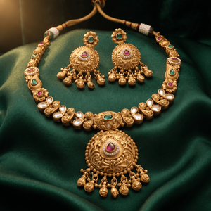 Elegant Gold Plated Cubic Zirconia Choker Necklace Set with Matching Drop Earrings Ideal Choice for Bridal Wedding Wear - Product Image 1