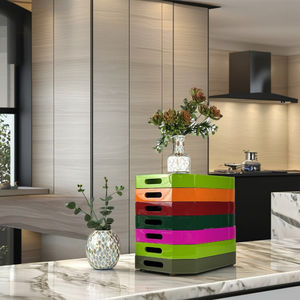 Bandeja de laca MDF hecha a mano colorida, bandeja de servicio octogonal con acabado brillante, vajilla sostenible para decoración del hogar - Product Image 6