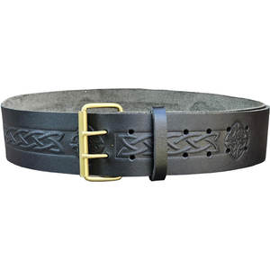 Cinturón Negro con Nudo Celta 2026, Negro Highland con Grabado en Relieve y Hebilla de Latón, Suministros de Fábrica de Moda Global OEM ODM - Product Image 2