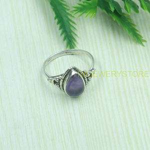 Anillo de Amatista Púrpura Natural, Plata de Ley 925, Forma de Pera, Cabujón, Hecho a Mano, Anillo de Diseño Vintage, Joyería para Mujer - Product Image 2