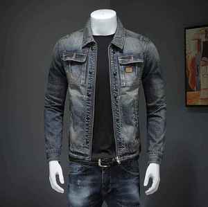 Custom Wholesale Outdoor Spring Streetwear Vintage Plain Denim Jackets Breathable Men'S Denim Jacket - Product Image 5