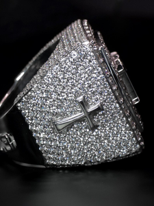 Luxury Moissanite Iced Out Initial Letter <b>Ring</b> Baguette and Round Cut Hip Hop <b>Statement</b> <b>Ring</b> Fully Paved Shine Design - Product Image 2