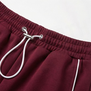 Women's 2 Piece Fleece Sporty Set <b>Maroon</b> Embroidered Logo Stand Collar <b>Top</b> With Shorts Loose Fit All Seasons Wear - Product Image 5
